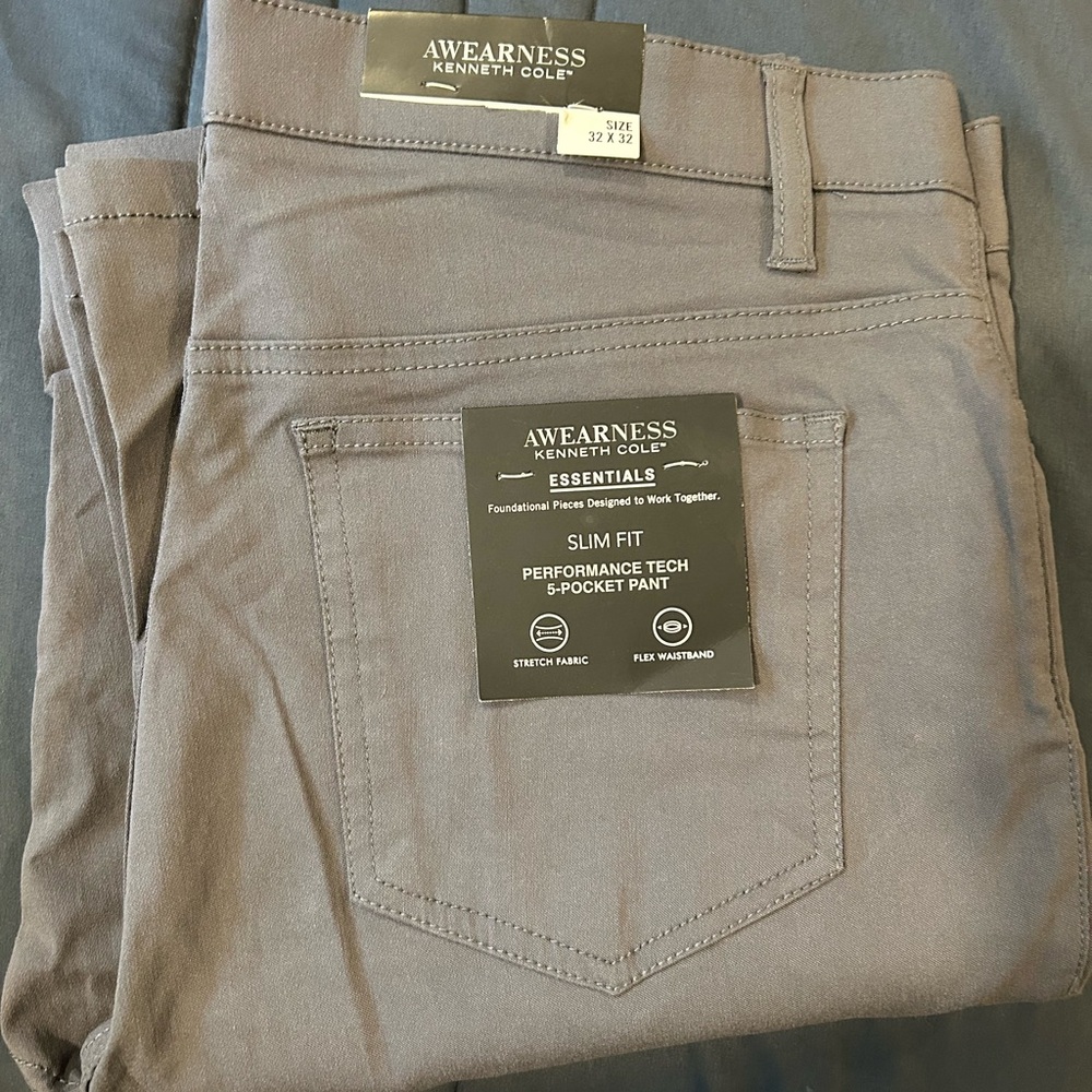 Kenneth Cole Charcoal Slim Fit Trousers